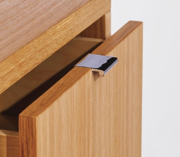 Rift-cut European white oak, polished chrome pulls