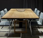 Highline Conference Table with Wood Legs and Leather Wrapped Edge Detail